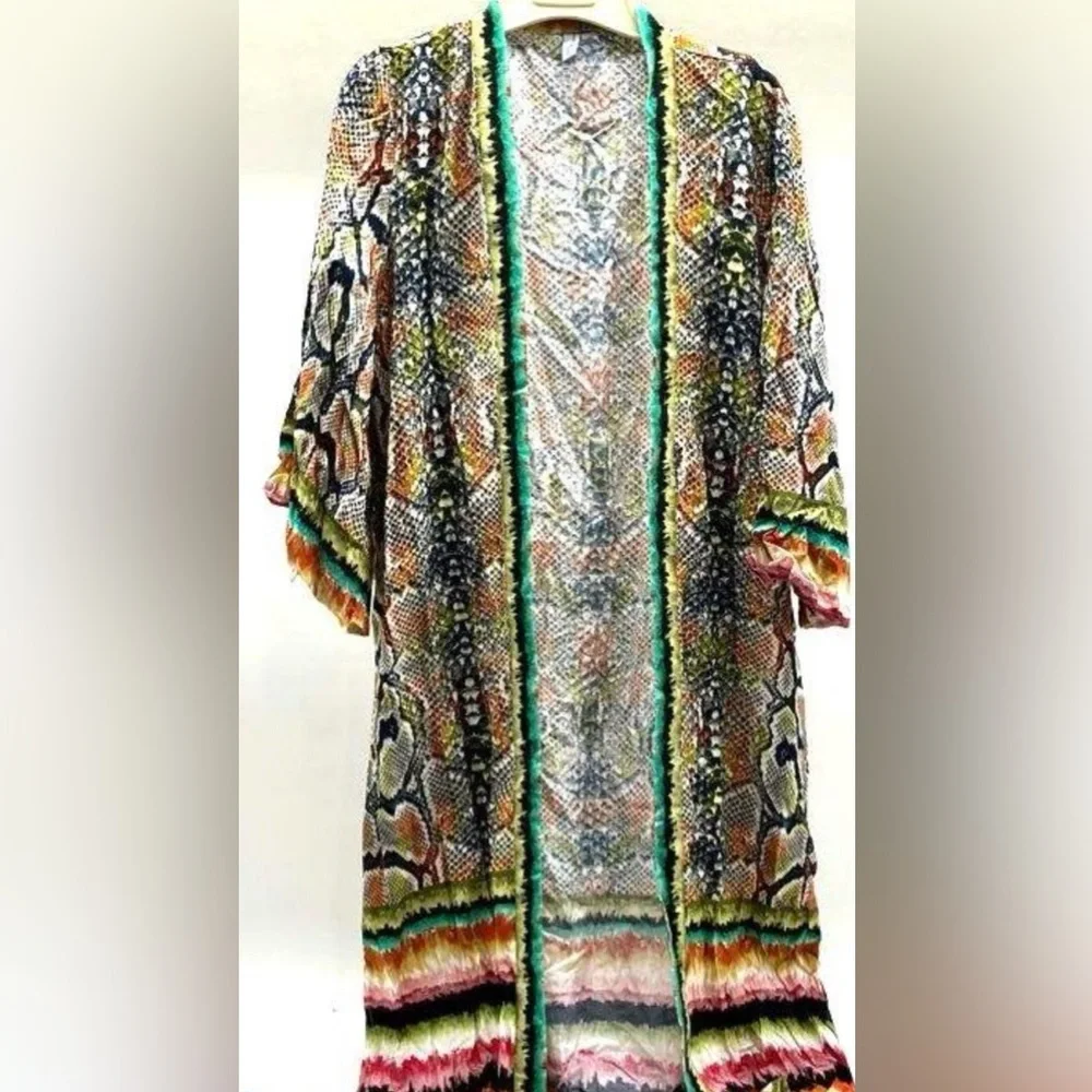 Anthropologie Blank London Colorful Snake Patterned Kimono Duster, one size NWT - Picture 2 of 7
